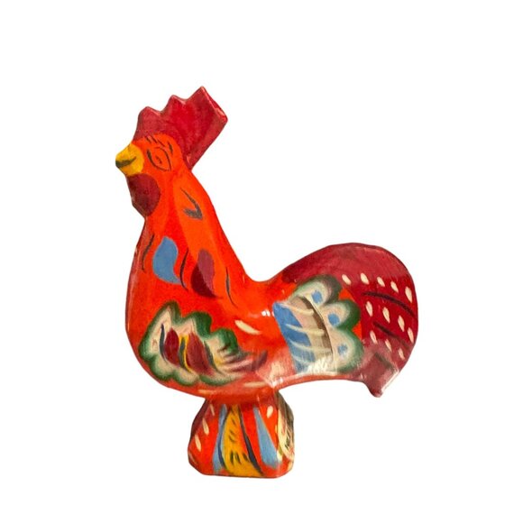 Vintage Hand-Painted Swedish Dala Rooster by Nils Olsson Wooden Folk Art - Picture 2 of 7